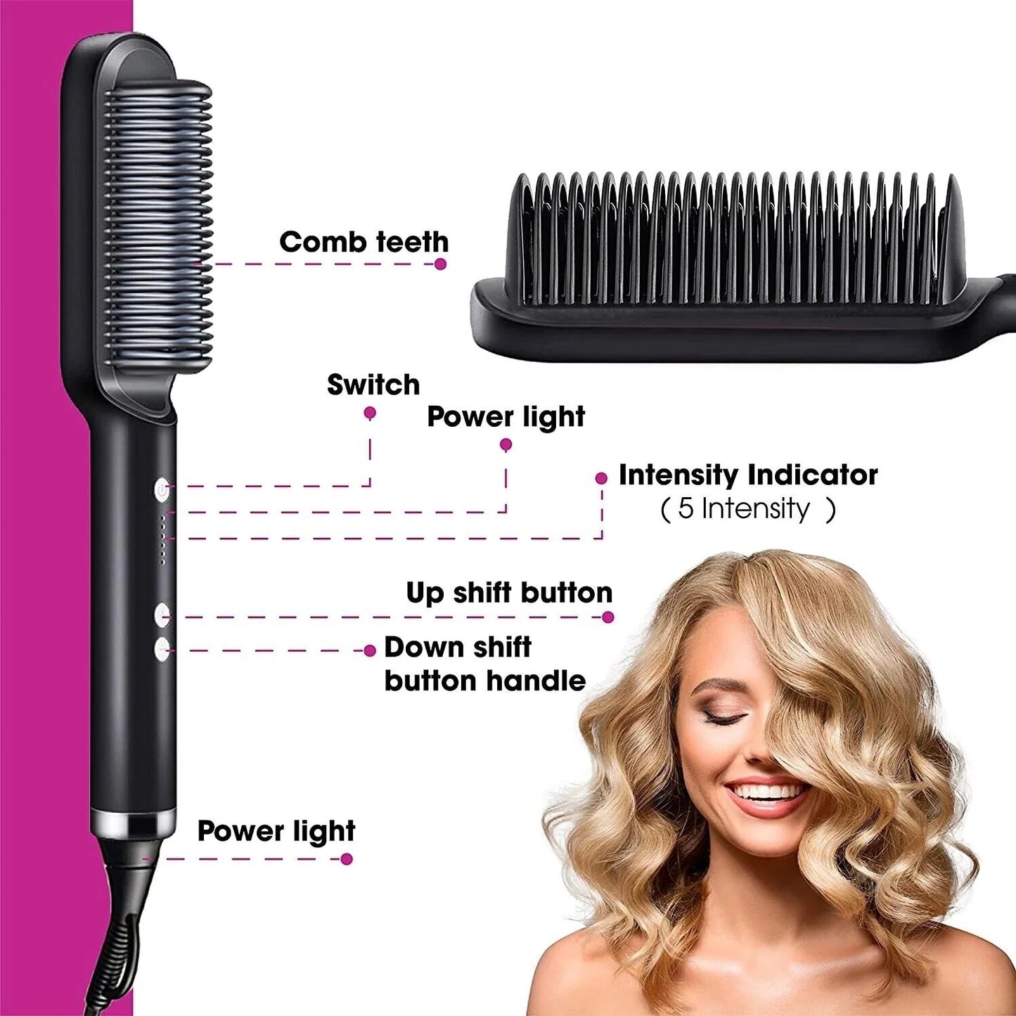 Hot Comb Hair Straightener Brush 