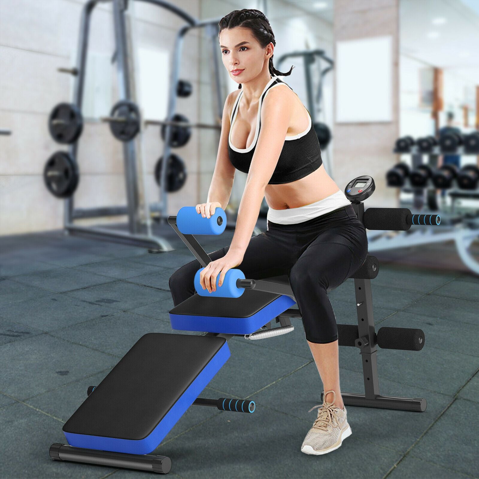 Multi Workout Weight Bench with LCD Display, Foldable/Adjustable 