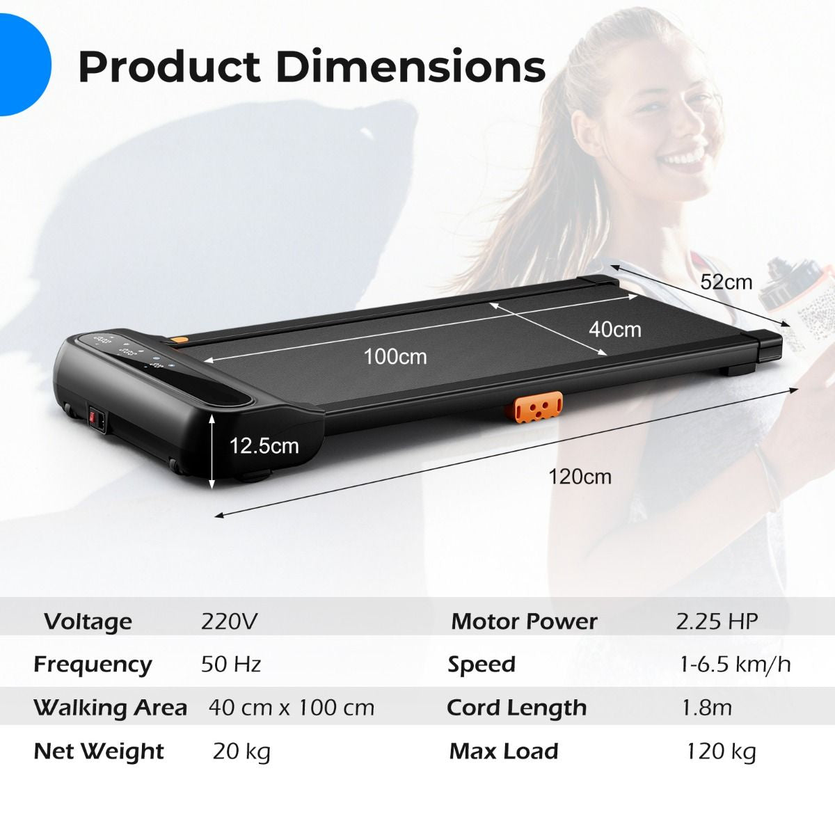 Treadmill for Home/Office with 12 Pre-set Programs