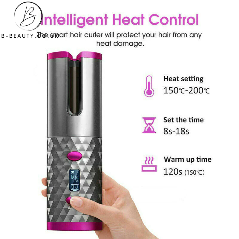 LCD Cordless Auto Rotating Curling Iron