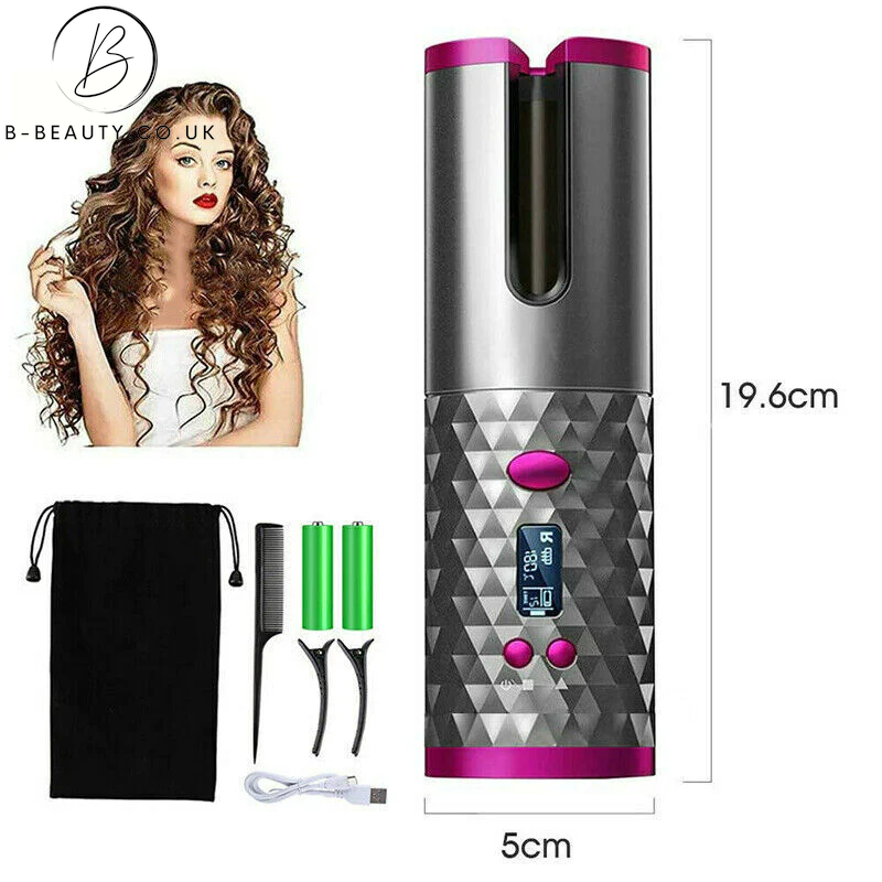 LCD Cordless Auto Rotating Curling Iron